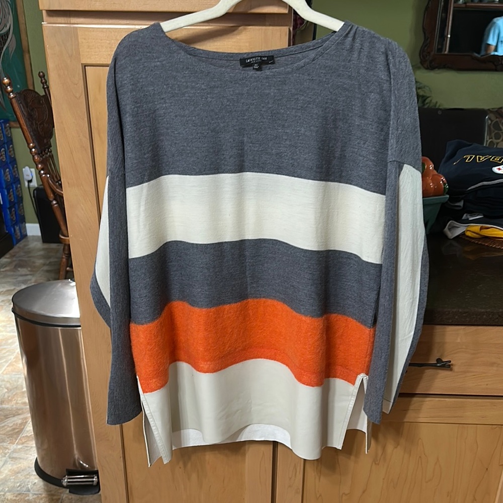 LAFAYETTE 148 new no tag beautiful luxury wool mohair and faux leather sweater